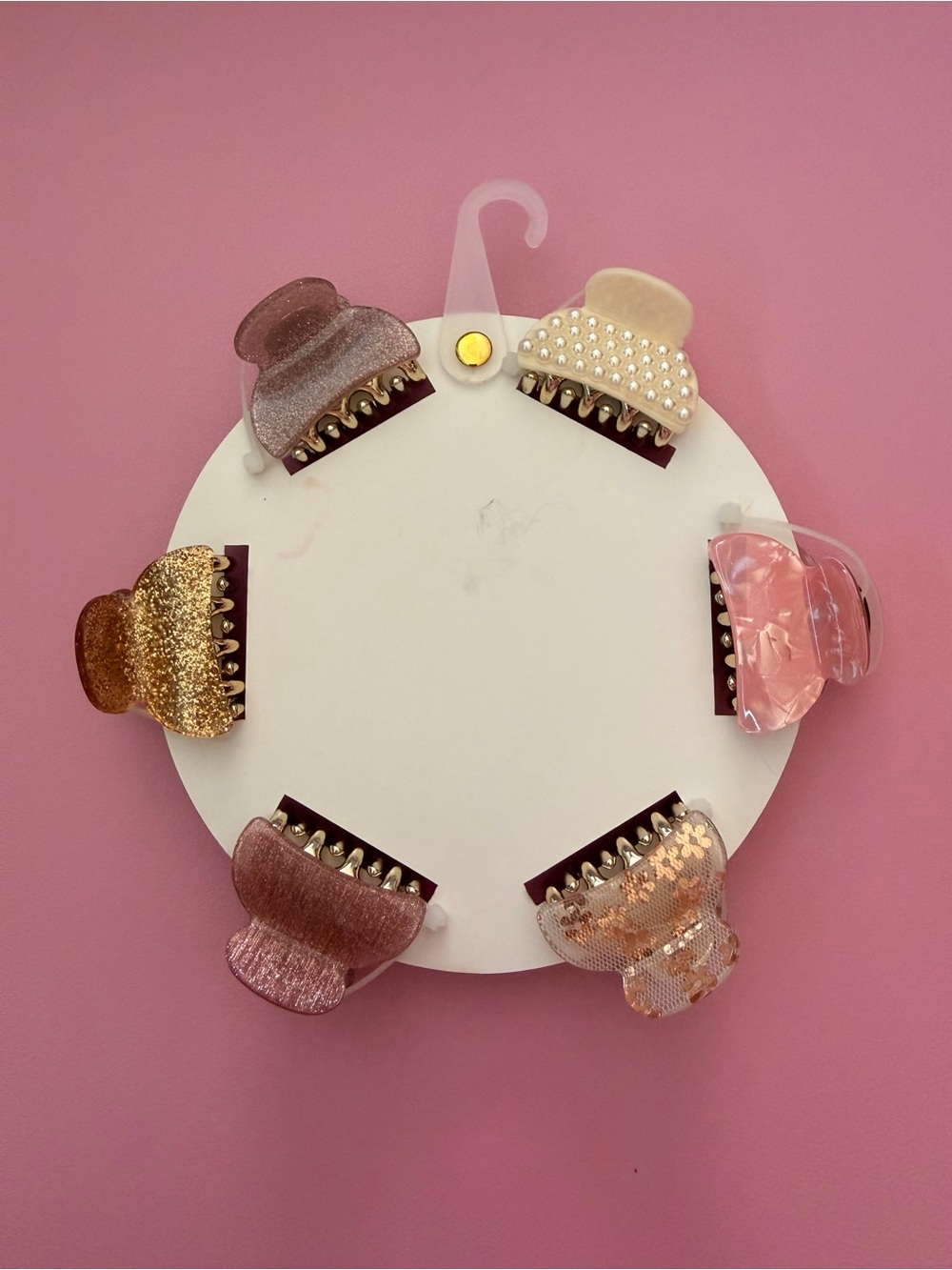 NWT cupcakes & cashmere Pink and Gold Petite Hair Claw Clip Set - Picture 2 of 8